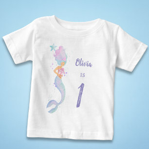 T-shirt Pour Bébé Chemise de fête d'anniversaire de sirène mignonne