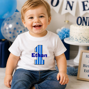 T-shirt Pour Bébé Chemise de garçon pour premier anniversaire rayée