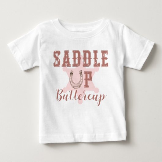 T-shirt Pour Bébé Chemise de naissance rose Saddle Up Buttercup West (Devant)
