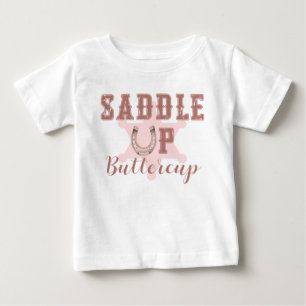 T-shirt Pour Bébé Chemise de naissance rose Western Saddle Up Butter