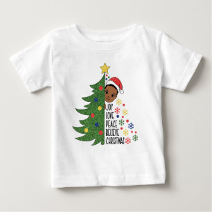 T-shirt Pour Bébé Chemise de Noël X-mas Fun Garçon Noir Mélanine