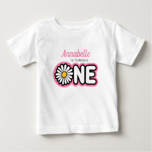 T-shirt Pour Bébé Chemise de premier anniversaire mignonne Daisy