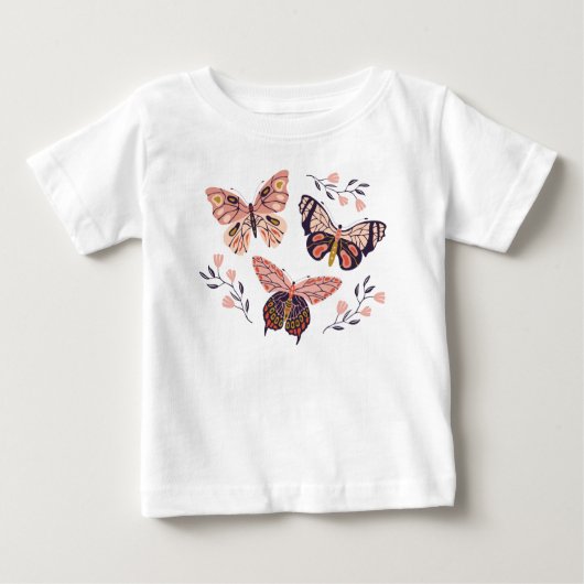 T-shirt Pour Bébé Chemise fille papillon mignonne (Devant)