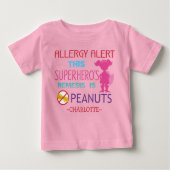 T-shirt Pour Bébé Chemise Filles Super-héroïne Alerte Allergie aux a (Devant)