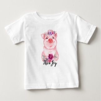 T-shirt Pour Bébé Chemise florale de porc de bébé