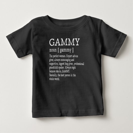 T-shirt Pour Bébé Chemise Gammy Definition, grand-mère (Devant)