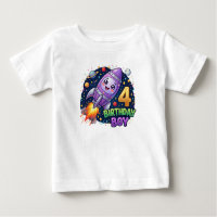 Chemise garçon 4e anniversaire vaisseau spatial,