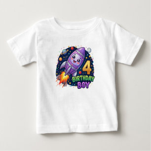 T-shirt Pour Bébé Chemise garçon 4e anniversaire vaisseau spatial,
