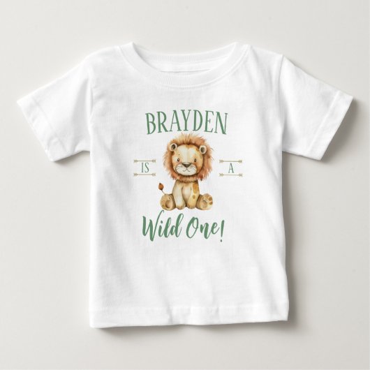 T-shirt Pour Bébé Chemise Lion Wild One Premier Anniversaire (Devant)