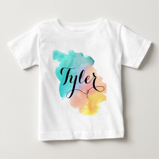 T-shirt Pour Bébé Chemise mignonne de nom de bébé d'aquarelle (Devant)