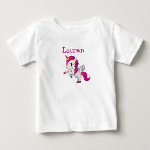 T-shirt Pour Bébé Chemise personnalisée fille licorne rose nom