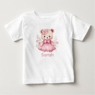 T-shirt Pour Bébé Chemise pour bébé Ourson Rose personnalisée