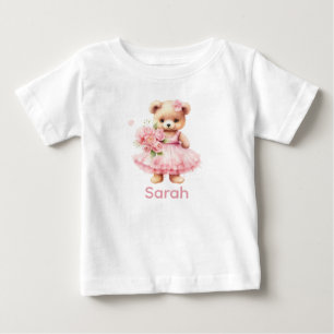 T-shirt Pour Bébé Chemise pour bébé Ourson Rose personnalisée