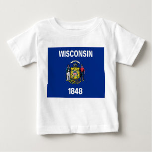 T-shirt Pour Bébé Chemise T bébé avec Drapeau du Wisconsin, U.S.A.