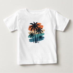 T-shirt Pour Bébé Chemise Vintage Rétro Palmiers – Coucher de Soleil