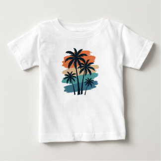 T-shirt Pour Bébé Chemise Vintage Rétro Palmiers – Coucher de Soleil