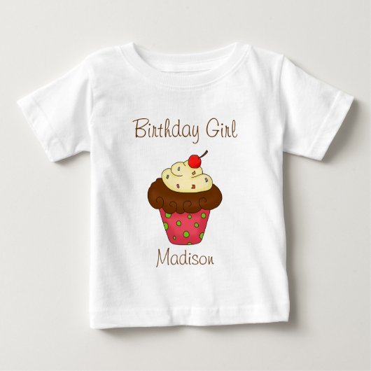 T-shirt Pour Bébé Chemises d'anniversaire personnalisées cupcake fil (Devant)