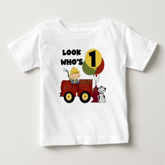 T-shirt Pour Bébé Chemises et cadeaux Fireman 1er anniversaire (Devant)