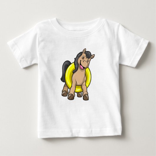 T-shirt Pour Bébé Cheval à la plage avec anneau de natation (Devant)