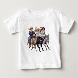T-shirt Pour Bébé Cheval antique poney enfants art