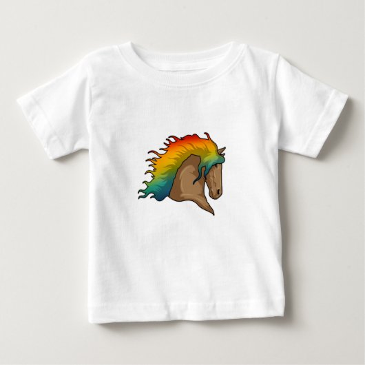 T-shirt Pour Bébé Cheval aux crins arc-en-ciel (Devant)