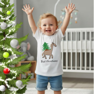 T-shirt Pour Bébé Cheval avec sapin de Noël