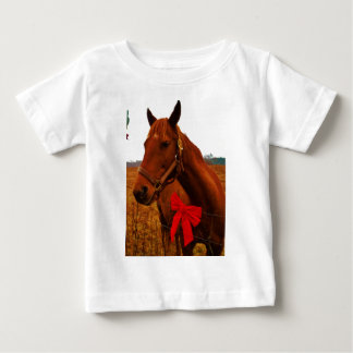 T-shirt Pour Bébé Cheval avec un ruban rouge