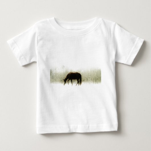 T-shirt Pour Bébé Cheval Brown au chocolat dans le brouillard (Devant)