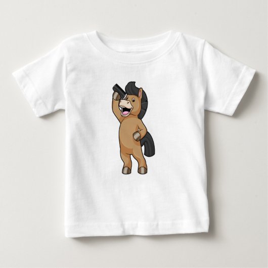 T-shirt Pour Bébé Cheval coiffeur au peigne (Devant)