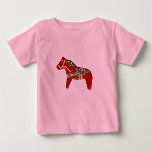 T-shirt Pour Bébé Cheval Dala Rouge (Devant)
