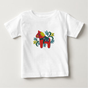 T-shirt Pour Bébé Cheval de Dala suédois coloré