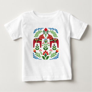 T-shirt Pour Bébé Cheval de Dala suédois Rouge