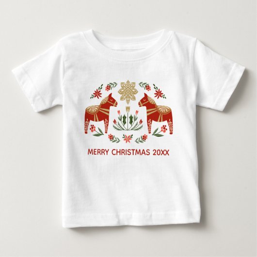 T-shirt Pour Bébé Cheval de Noël (Devant)