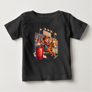 T-shirt Pour Bébé Cheval de Rodéo Occidental Cowgirl Course de Baril