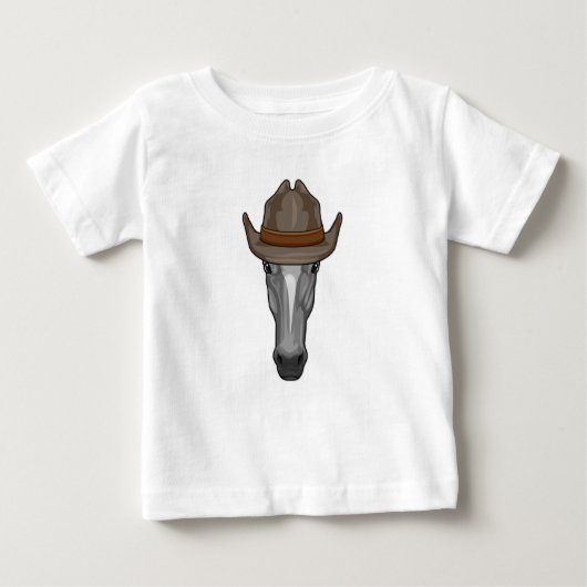 T-shirt Pour Bébé Cheval en cowboy avec chapeau (Devant)