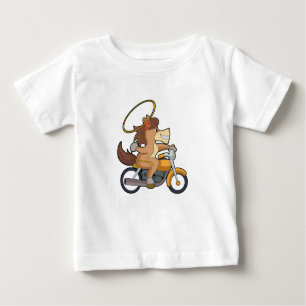 T-shirt Pour Bébé Cheval en Cowboy avec Lasso & Motorcycle