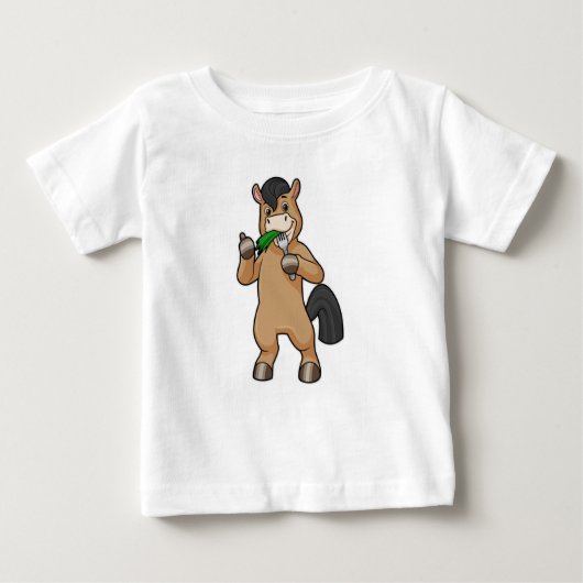 T-shirt Pour Bébé Cheval en train de manger végétalien (Devant)