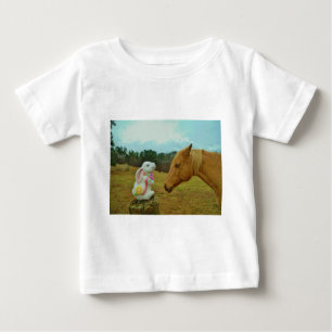 T-shirt Pour Bébé Cheval et lapin de Pâques jaunes blonds