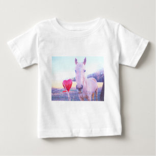 T-shirt Pour Bébé Cheval jaune et Coeur rouge