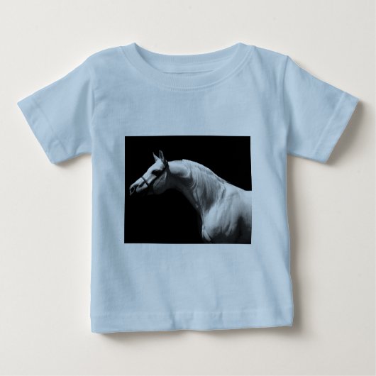 T-shirt Pour Bébé Cheval noir et blanc (Devant)