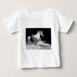 T-shirt Pour Bébé Cheval noir et blanc en action