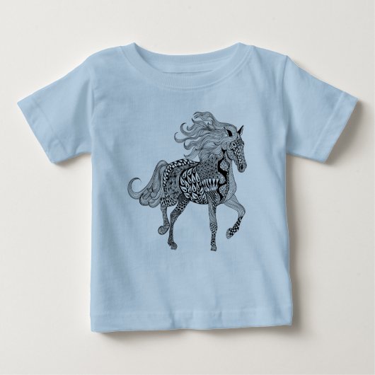 T-shirt Pour Bébé Cheval noir inspiré (Devant)