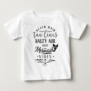 T-shirt Pour Bébé Cheveux de plage, lignes bronzages, air salé, et