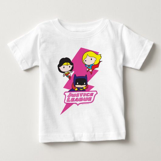 T-shirt Pour Bébé Chibi Justice League Éclair rose (Devant)