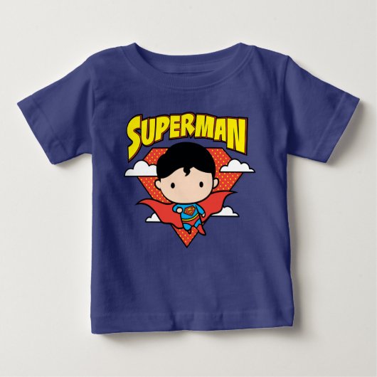 T-shirt Pour Bébé Chibi Superman Polka Dot Shield et nom (Devant)