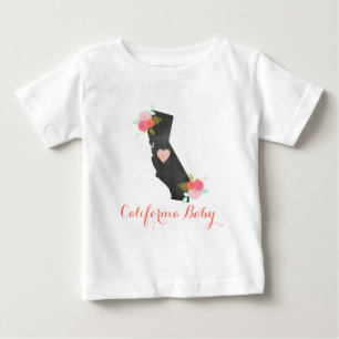 T-shirt Pour Bébé Chic Monogramme Californie État et coeur bébé fill