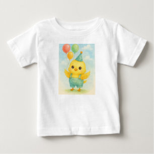T-shirt Pour Bébé Chick mignon dans les couloirs - Aquarelle Anniver