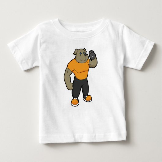 T-shirt Pour Bébé Chien à la condition physique avec Dumbbell (Devant)