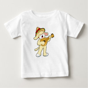 T-shirt Pour Bébé Chien à la musique avec guitare