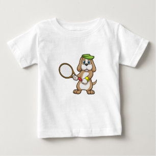 T-shirt Pour Bébé Chien à Tennis avec raquette de tennis & Casquette